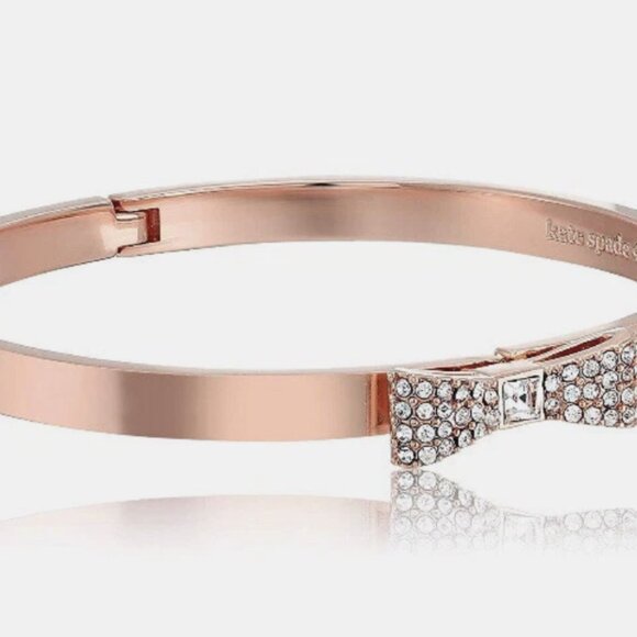 Kate Spade New York Ready Set Bow Pave Bracelet Bangle Rose Gold NWT Hinge Close - Picture 4 of 4